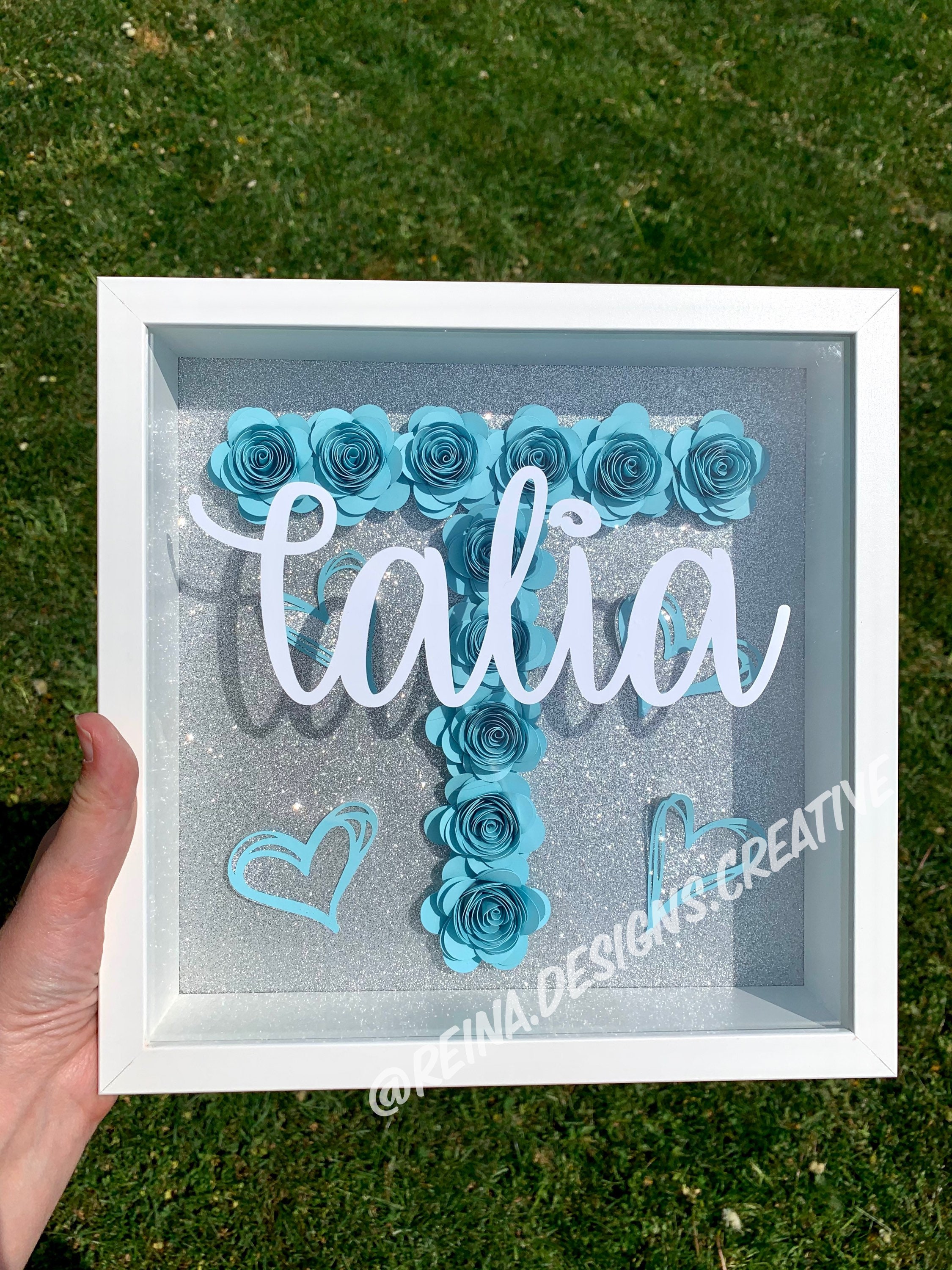 Personalized Initial Flower Shadow Box – Custom Monogram Frame - Etsy