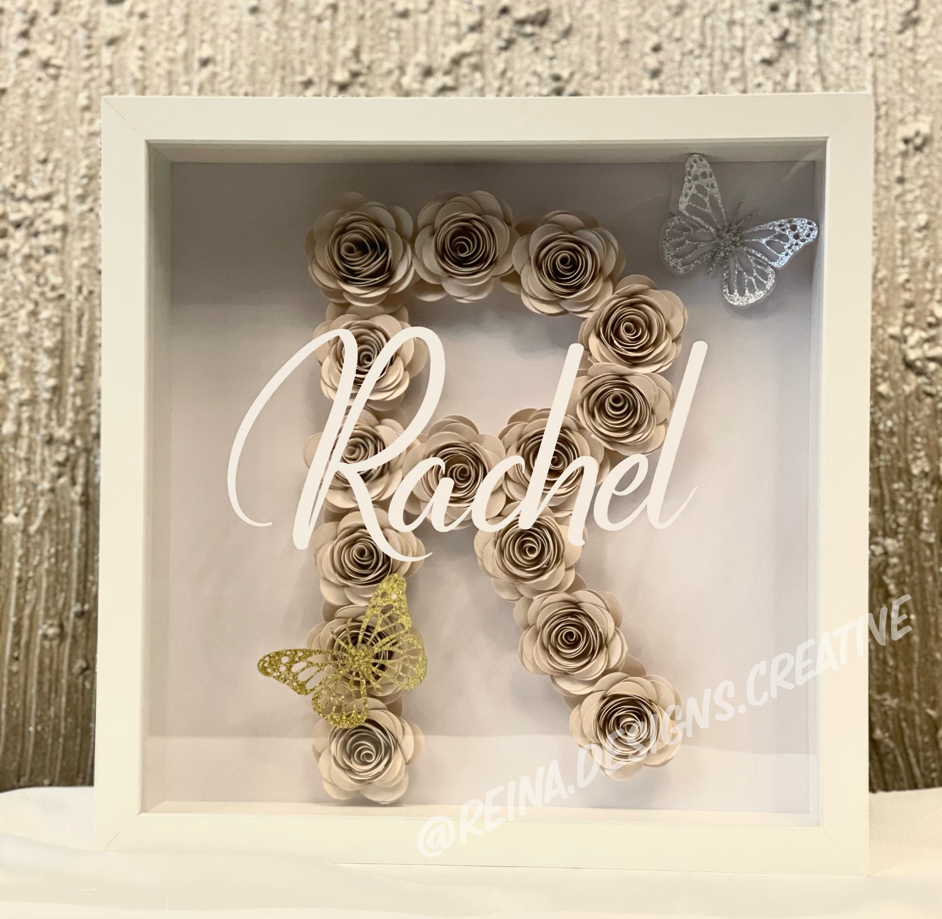 Personalized Initial Flower Shadow Box – Custom Monogram Frame - Etsy