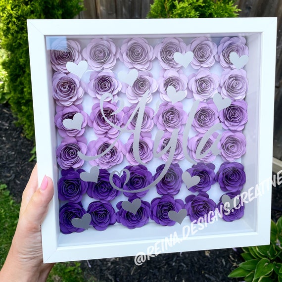 Full Frame Flower Box Customized Paper Shadow Box Solid or Etsy