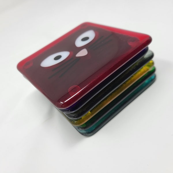 Fused Glass Coasters Cats