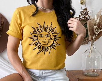 Sun and Moon Celestial T-Shirt, Mystical Tarot Tee