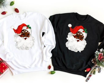 Retro Black Santa Claus Sweatshirt, Christmas in July