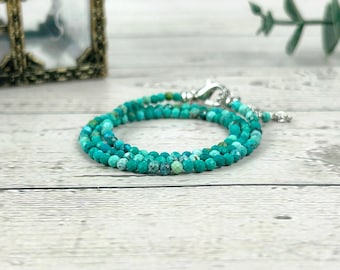 Dainty Turquoise Beaded Choker: Layering Boho Necklace