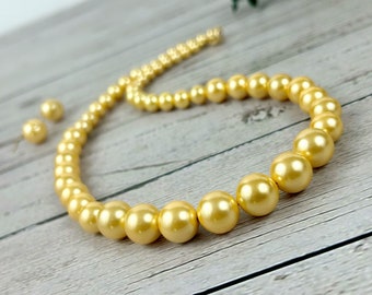 Golden South Sea Shell Pearl Necklace: Graduated 10mm, 8mm  display picture 2