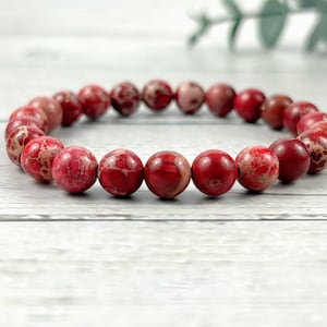 Red Imperial Jasper Bracelet: Beaded Gemstone, Spiritual Healing