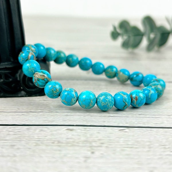 Turquoise Jasper Bracelet, Turquoise Beaded Bracelet, Turquoise Imperial Jasper, Personalized Bracelet, Handmade Jewelry, Gift for Her