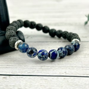 Blue Jasper & Black Lava Rock Diffuser Bracelet