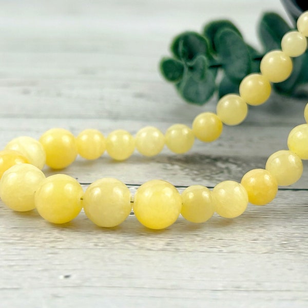 Beaded Necklace, Yellow Calcite Necklace, Energy Necklace, Luck, Love, Wisdom, Gift Her, Healing Gemstone Necklace, Personalized Necklace