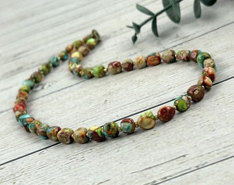 Imperial Jasper Beaded Necklace: Handmade Gemstone Choker