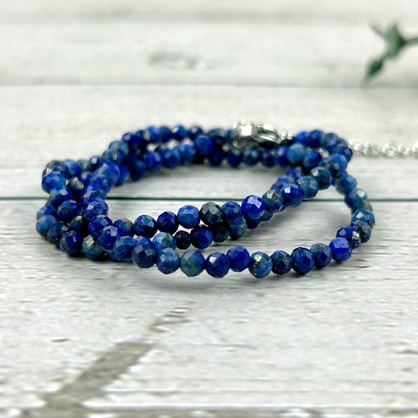 Lapis Lazuli Necklace, Beaded Choker, Lapis lazuli Choker Necklace, Boho Necklace, Layered Necklace, Feminine Jewelry, Spiritual Jewelry