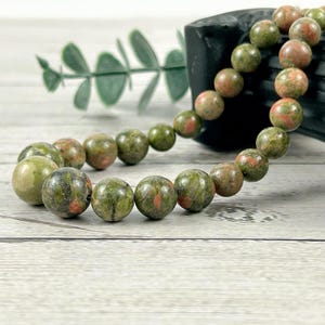 Unakite Necklace, Beaded Necklace, Natural Stones Jewelry, Healing Gemstone Necklace, Personalized Necklace, Yoga Gemstone, Necklace Gift