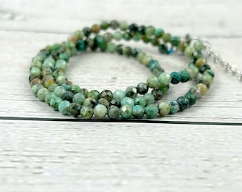Choker Necklace, African Turquoise Choker, Beaded Choker, Gemstone Necklace, Boho Necklace, Layered Necklace, Spiritual Jewelry