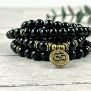 Black Tourmaline Japa Mala, 108 Mala Beads Necklace, Black Tourmaline Necklace, Prayer Beads Necklace, Meditation Necklace, Handmade Jewelry