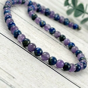 Anxiety Necklace, Lapis Lazuli Necklace, Amethyst Necklace, Energy Necklace, Protection Necklace, Beaded Necklace, Personalized Necklace