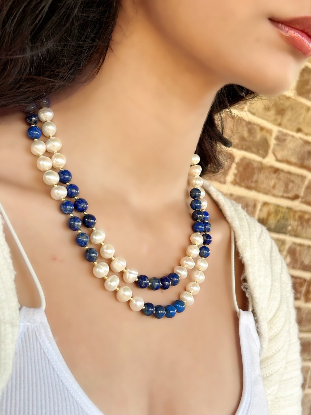 Lapis Stone Statement Necklace Set