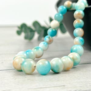 Blue Persian Jade Beaded Necklace: Handmade Gemstone Jewelry