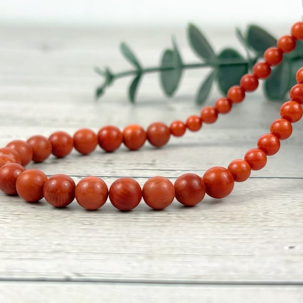 Orange Coral Necklace, Beaded Necklace, Gemstones Jewelry, Healing Stone Yoga Necklace, Protection Necklace, Birthday Gift