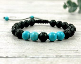 Lava Rock Diffuser Bracelet: Turquoise Aromatherapy Bracelet