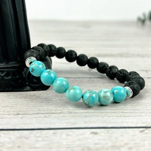 Turquoise & Black Lava Rock Bracelet: Aromatherapy Diffuser