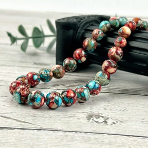 Imperial Jasper Necklace: Multicolor Gemstone Beaded Jewelry