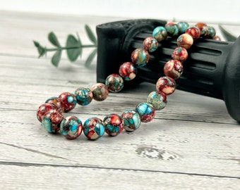 Imperial Jasper Necklace: Multicolor Gemstone Beaded Jewelry