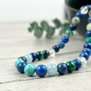 Lapis Lazuli Beaded Necklace: Turquoise, Jasper, Agate Gemstones