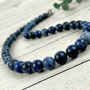 Sodalite Beaded Necklace: Natural Gemstone Jewelry