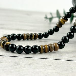 Protection Necklace, Tiger Eye, Black Onyx, Gemstone Necklace, Energy Necklace, Healing Necklace, Crystal Necklace,Gift for Her,Gift for Him