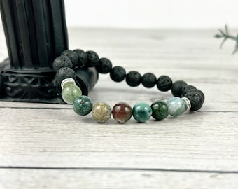Tree Agate & Lava Rock Diffuser Bracelet: Aromatherapy Jewelry