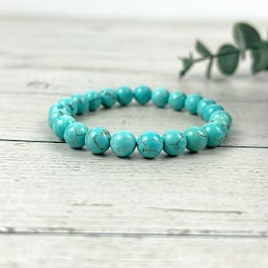 Turquoise Bracelet, Natural Stone Bracelet, Blue Beaded Bracelet, Gemstone Bracelet, Bracelet, Gift for Her, Gift for Him