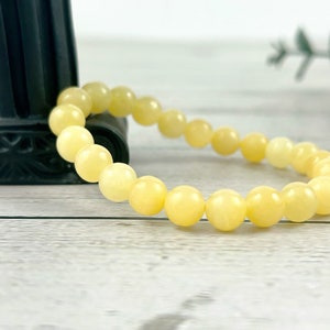 Yellow Calcite Beaded Bracelet: Natural Gemstone Stretch Cord