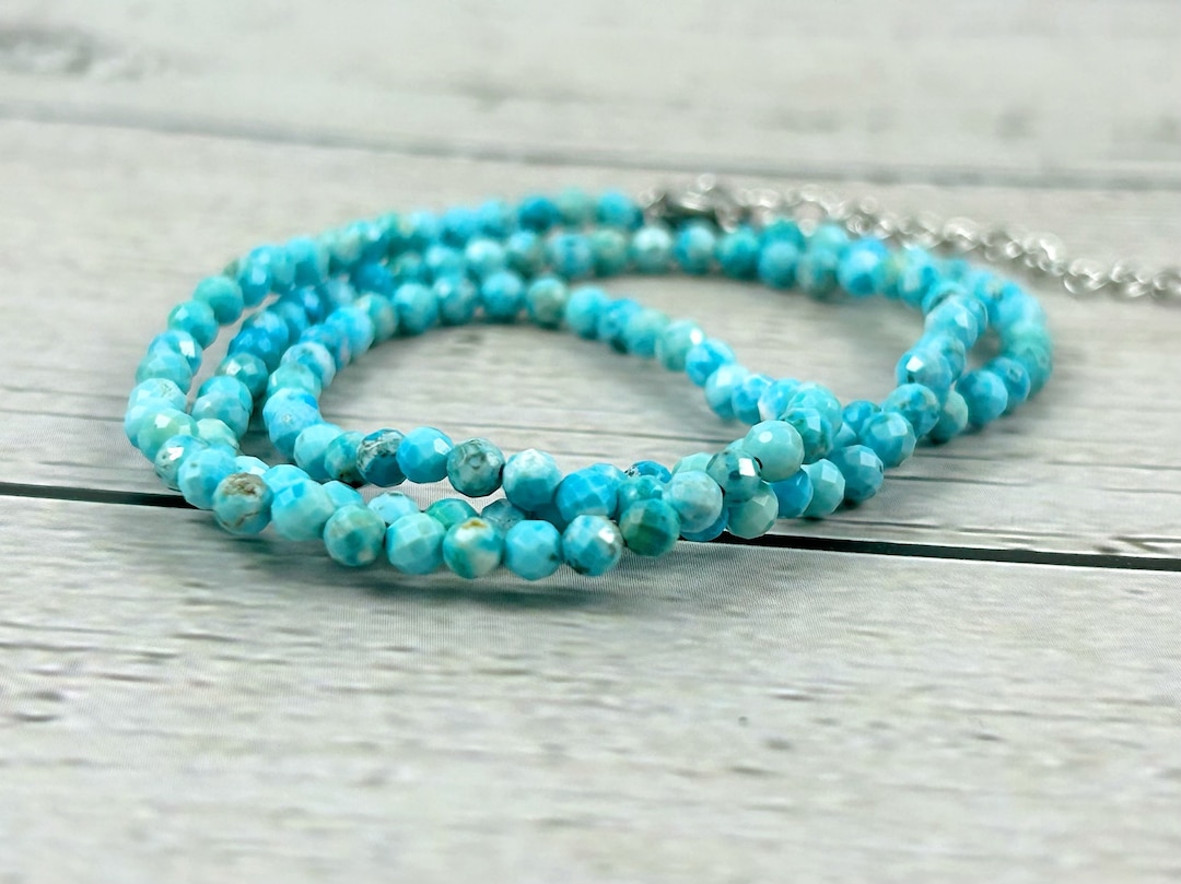 Turquoise Choker Necklace, Dainty Beaded Choker, Turquoise Necklace ...