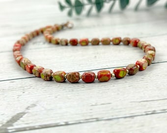 Multicolor Imperial Jasper Necklace: Beaded Gemstone Jewelry