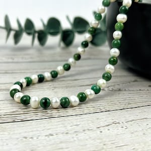 Jade Necklace, Choker Necklace, Beaded Necklace, Freshwater Pearl Necklace, Gemstone Necklace, Trendy Necklace, Birthday Gift for Her