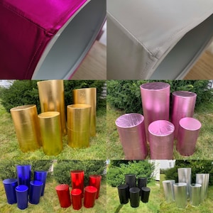 5Pcs Couvercle de cylindre pour les supports de cylindre en métal, la toile de fond de piédestaux décor de fête fournit des décorations accessoires