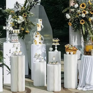 Folding Paper Column, Pedestal display column for wedding decoration, foldable paper columns