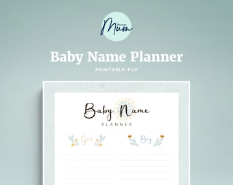 Baby Name Planner Printable for Baby Girl & Boy Names | plannermumHQ | Planner Mum