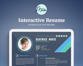 Interactive Digital Resume | InDesign Template | Interactive PDF | plannermumHQ | Planner Mum