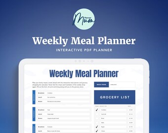 GBP Meal Planner & Grocery List Calculator | Interactive PDF | plannermumHQ | Planner Mum