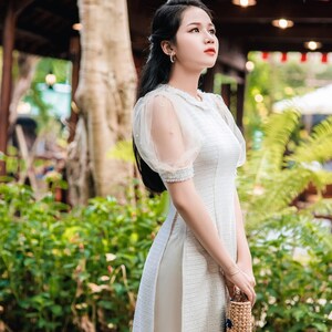 Vietnamese modern ao dai , High quality Vietnamese traditional clothing include pants. image 1