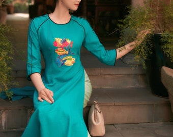 Vietnamese linen ao dai, hand embroidered Ao dai, High quality Vietnamese traditional costume, modern ao dai include pants.