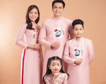 Family Ao Dai Vietnam, High quality Vietnamese Ao dai, Vietnamese traditional clothing.