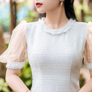 Vietnamese modern ao dai , High quality Vietnamese traditional clothing include pants. image 2