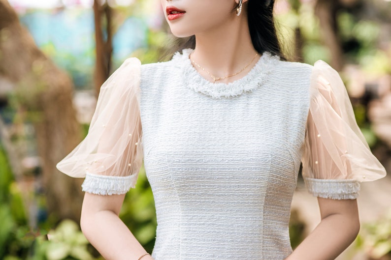 Vietnamese modern ao dai , High quality Vietnamese traditional clothing include pants. image 2