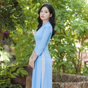 Vietnamese Ao Dai for Women, High quality Ao dai Vietnam, Colors Vietnamese traditional costume include pants image 4