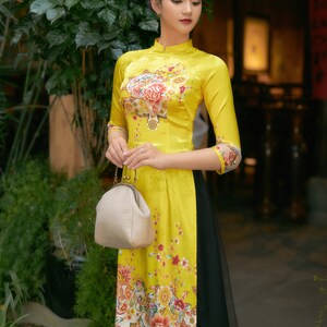 Vietnamese modern ao dai , High quality Vietnamese traditional costume, Vietnamese traditional clothing, include skirts. image 6