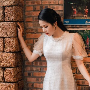 Vietnamese modern ao dai , High quality Vietnamese traditional clothing include pants. image 3