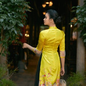 Vietnamese modern ao dai , High quality Vietnamese traditional costume, Vietnamese traditional clothing, include skirts. image 8