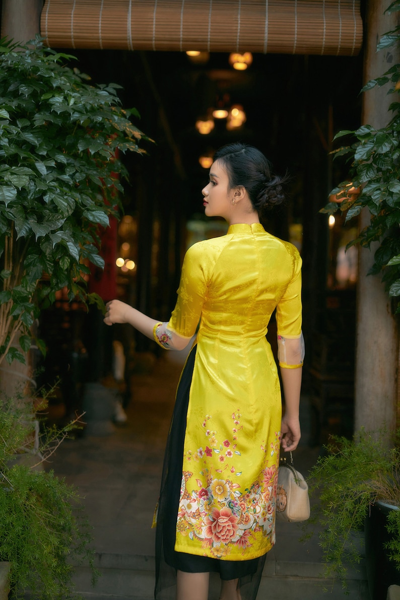 Vietnamese modern ao dai , High quality Vietnamese traditional costume, Vietnamese traditional clothing, include skirts. image 8