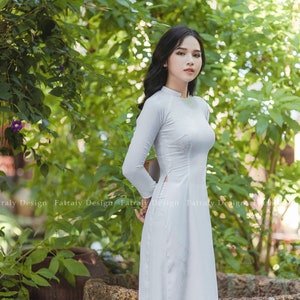 Vietnamese Ao Dai for Women, High quality Ao dai Vietnam, Colors Vietnamese traditional costume include pants image 9